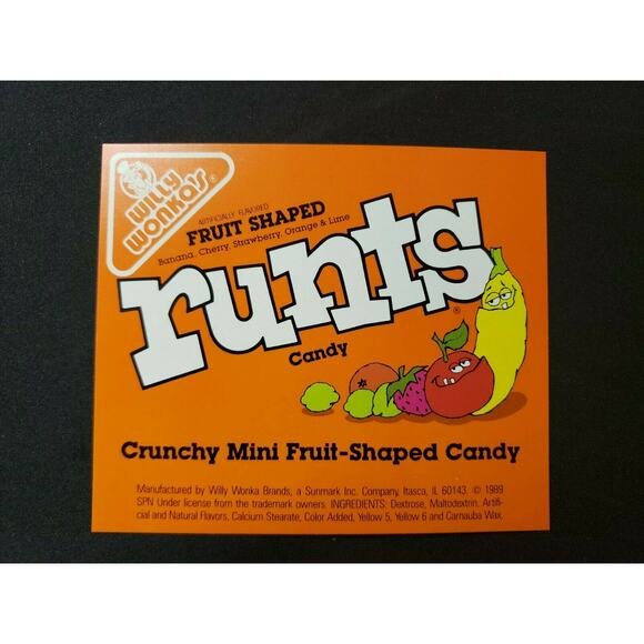 Vintage Willy Wonka Runts Fruit Shape Candy Vending Machine Sign NOS SKU 201 - Picture 1 of 1